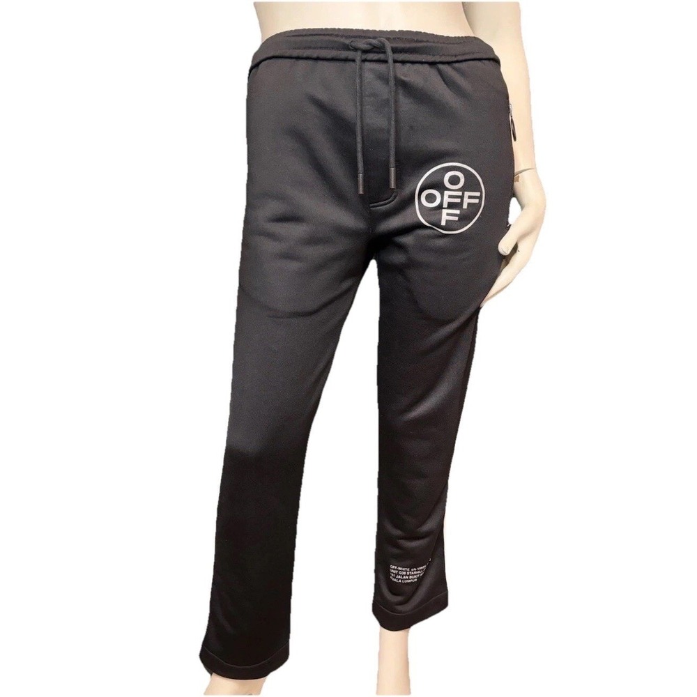 Off-White Track Pants Black White Side Stripe Y2k Style Streetwear Blokecore  L